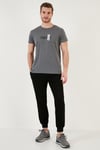 Pamuklu Slim Fit Bisiklet Yaka Erkek T Shirt 541CHANGE24 ANTRASİT