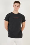 Pamuklu Slim Fit Bisiklet Yaka Erkek T Shirt 541WIND KOYU GRİ