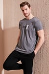 Pamuklu Slim Fit Bisiklet Yaka Erkek T Shirt 541CHANGE24 ANTRASİT