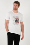 Pamuklu Slim Fit Bisiklet Yaka Erkek T Shirt 646R8320 EKRU