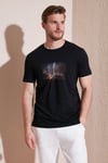 Pamuklu Slim Fit Bisiklet Yaka Erkek T Shirt 646R8120 SİYAH