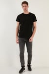 Pamuklu Slim Fit Bisiklet Yaka Erkek T Shirt 541WIND SİYAH