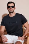 Pamuklu Slim Fit Bisiklet Yaka Erkek T Shirt 541PERSPECTIVE KOYU ANTRASİT