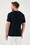 Pamuklu Slim Fit Bisiklet Yaka Erkek T Shirt 646R8320 LACİVERT