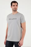 Pamuklu Slim Fit Bisiklet Yaka Erkek T Shirt 541BALANCE AÇIK GRİ