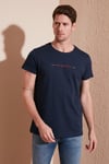 Pamuklu Slim Fit Bisiklet Yaka Erkek T Shirt 541WIND LACİVERT