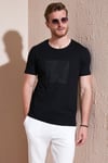 Pamuklu Slim Fit Bisiklet Yaka Erkek T Shirt 646R7940 SİYAH