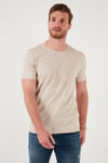 Pamuklu Slim Fit Bisiklet Yaka Erkek T Shirt 646R7940 BEJ