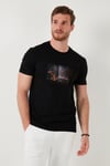 Pamuklu Slim Fit Bisiklet Yaka Erkek T Shirt 646R8120 SİYAH
