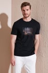 Pamuklu Slim Fit Bisiklet Yaka Erkek T Shirt 646R8120 SİYAH