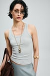 Pamuklu Slim Fit Bisiklet Yaka Kadın Atlet 121020037 Nane Yeşil
