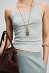 Pamuklu Slim Fit Bisiklet Yaka Kadın Atlet 121020037 Nane Yeşil