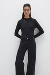 Pamuklu Slim Fit Bisiklet Yaka Kadın Penye 1613352-900 SİYAH