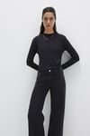 Pamuklu Slim Fit Bisiklet Yaka Kadın Penye 1613352-900 SİYAH
