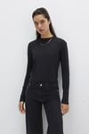 Pamuklu Slim Fit Bisiklet Yaka Kadın Penye 1613352-900 SİYAH