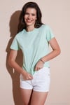 Pamuklu Slim Fit Bisiklet Yaka Minimal İşleme Detaylı Kadın T Shirt 5866398 MİNT