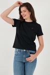 Pamuklu Slim Fit Bisiklet Yaka Minimal İşleme Detaylı Kadın T Shirt 5866398 SİYAH