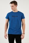Pamuklu Slim Fit Bisiklet Yaka Yazılı Erkek T Shirt 541ENJOY PARLIAMENT