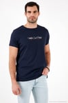 Pamuklu Slim Fit Bisiklet Yaka Yazılı Erkek T Shirt 541ENJOY LACİVERT