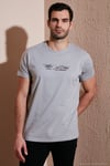 Pamuklu Slim Fit Bisiklet Yaka Yazılı Erkek T Shirt 541ENJOY AÇIK GRİ