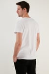 Pamuklu Slim Fit Bisiklet Yaka Yazılı Erkek T Shirt 541ENJOY BEYAZ