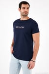 Pamuklu Slim Fit Bisiklet Yaka Yazılı Erkek T Shirt 541ENJOY LACİVERT