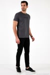 Pamuklu Slim Fit Bisiklet Yaka Yazılı Erkek T Shirt 541ENJOY FÜME