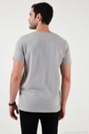 Pamuklu Slim Fit Bisiklet Yaka Yazılı Erkek T Shirt 541ENJOY AÇIK GRİ