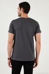 Pamuklu Slim Fit Bisiklet Yaka Yazılı Erkek T Shirt 541ENJOY FÜME