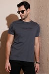 Pamuklu Slim Fit Bisiklet Yaka Yazılı Erkek T Shirt 541ENJOY FÜME