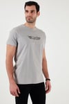 Pamuklu Slim Fit Bisiklet Yaka Yazılı Erkek T Shirt 541ENJOY AÇIK GRİ