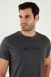 Pamuklu Slim Fit Bisiklet Yaka Yazılı Erkek T Shirt 541ENJOY FÜME