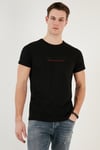 Pamuklu Slim Fit Bisiklet Yaka Yazılı Erkek T Shirt 541ENJOY SİYAH