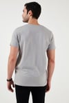 Pamuklu Slim Fit Bisiklet Yaka Yazılı Erkek T Shirt 541ENJOY AÇIK GRİ