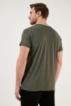 Pamuklu Slim Fit Bisiklet Yaka Yazılı Erkek T Shirt 541ENJOY HAKİ