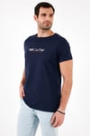 Pamuklu Slim Fit Bisiklet Yaka Yazılı Erkek T Shirt 541ENJOY LACİVERT