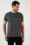 Pamuklu Slim Fit Bisiklet Yaka Yazılı Erkek T Shirt 541ENJOY FÜME