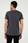 Pamuklu Slim Fit Bisiklet Yaka Yazılı Erkek T Shirt 541ENJOY FÜME