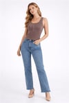 Pamuklu Slim Fit Çıtçıt Detaylı Yuvarlak Yaka Kadın Atlet 26Y0059K1 KAHVE