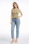 Pamuklu Slim Fit Çıtçıt Detaylı Yuvarlak Yaka Kadın Atlet 26Y0059K1 HAKİ