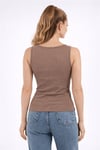 Pamuklu Slim Fit Çıtçıt Detaylı Yuvarlak Yaka Kadın Atlet 26Y0059K1 KAHVE