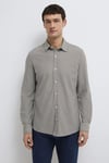 Pamuklu Slim Fit Çizgili Klasik Yaka Uzun Kollu Erkek Gömlek 0211404-91582 Taş-Beyaz