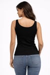 Pamuklu Slim Fit Düğme Detaylı Yuvarlak Yaka Kadın Atlet 26Y0127K1 SİYAH