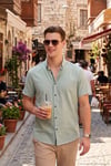 Pamuklu Slim Fit Düğmeli Yaka Kısa Kollu Erkek Gömlek CF21S112546 ELMA YEŞİLİ