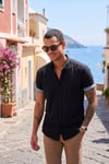 Pamuklu Slim Fit Düğmeli Yaka Kısa Kollu Erkek Gömlek CF21S112546 SİYAH