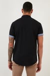 Pamuklu Slim Fit Düğmeli Yaka Kısa Kollu Erkek Gömlek CF21S112546 SİYAH