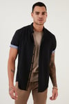 Pamuklu Slim Fit Düğmeli Yaka Kısa Kollu Erkek Gömlek CF21S112546 SİYAH