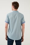 Pamuklu Slim Fit Düğmeli Yaka Kısa Kollu Erkek Gömlek CF21S112546 AQUA
