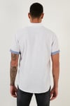 Pamuklu Slim Fit Düğmeli Yaka Kısa Kollu Erkek Gömlek CF21S112546 BEYAZ