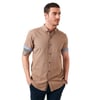 Pamuklu Slim Fit Düğmeli Yaka Kısa Kollu Erkek Gömlek CF21S112546 TOPRAK